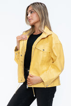Load image into Gallery viewer, How Dare U Drawstring Hem PU Leather Zip Up Jacket