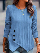 Load image into Gallery viewer, Decorative Button Round Neck Long Sleeve Top