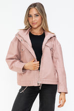 Load image into Gallery viewer, How Dare U Drawstring Hem PU Leather Zip Up Jacket