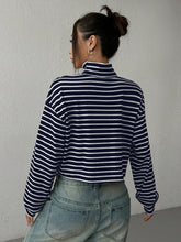 Load image into Gallery viewer, Striped Turtleneck Long Sleeve T-Shirt