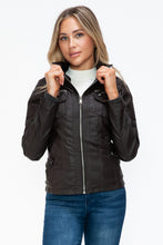 Load image into Gallery viewer, YMI Removable Faux Layered Multi-Pocket Jacket with Fuzzy Hood