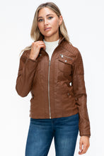 Load image into Gallery viewer, YMI Removable Faux Layered Multi-Pocket Jacket with Fuzzy Hood