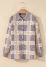 Load image into Gallery viewer, Plaid Button Up Collared Neck Cardigan