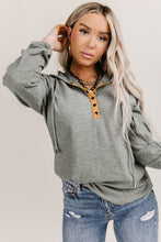 Load image into Gallery viewer, Drawstring Quarter Snap Long Sleeve Hoodie