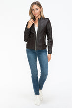 Load image into Gallery viewer, Snobbish PU Leather Biker Jacket with Side Zip Pockets