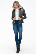 Load image into Gallery viewer, YMI Removable Faux Layered Multi-Pocket Jacket with Fuzzy Hood