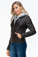 Load image into Gallery viewer, YMI Faux Layered Double-Zipper Jacket with Fuzzy Hood