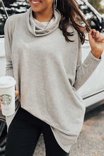 Load image into Gallery viewer, Side Slit High-Low Cowl Neck Long Sleeve Blouse