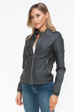 Load image into Gallery viewer, Snobbish PU Leather Biker Jacket with Side Zip Pockets