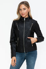Load image into Gallery viewer, Snobbish Faux Leather Zip Up Mock Neck Jacket