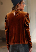 Load image into Gallery viewer, Frill Mock Neck Puff Sleeve Blouse