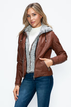Load image into Gallery viewer, YMI Faux Layered Double-Zipper Jacket with Fuzzy Hood