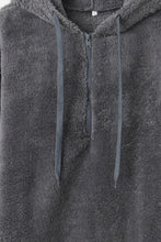 Load image into Gallery viewer, Full Size Quarter-Zip Drawstring Teddy Hoodie