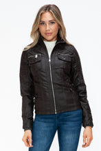 Load image into Gallery viewer, YMI Removable Faux Layered Multi-Pocket Jacket with Fuzzy Hood