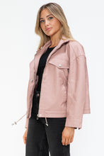 Load image into Gallery viewer, How Dare U Drawstring Hem PU Leather Zip Up Jacket