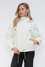Load image into Gallery viewer, How Dare U Drawstring Hem PU Leather Zip Up Jacket