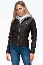 Load image into Gallery viewer, YMI Removable Faux Layered Multi-Pocket Jacket with Fuzzy Hood