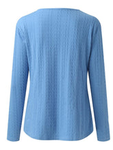 Load image into Gallery viewer, Decorative Button Round Neck Long Sleeve Top