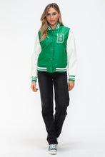 Load image into Gallery viewer, Love Me Now PU Leather Contrast Snap Down Bomber Jacket