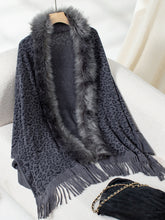 Load image into Gallery viewer, Fringe Leopard Open Front Long Sleeve Poncho