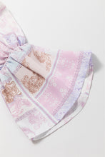 Load image into Gallery viewer, Printed Tie Neck Flounce Sleeve Blouse