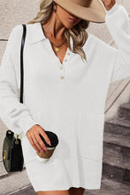 Load image into Gallery viewer, Collared Neck Long Sleeve Sweater Dress with Pockets