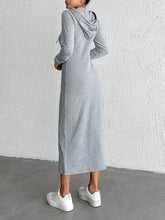 Load image into Gallery viewer, Drawstring Long Sleeve Hooded Midi Dress