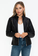 Load image into Gallery viewer, Snobbish Faux Leather Zip Up Mock Neck Jacket