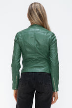 Load image into Gallery viewer, Snobbish Faux Leather Zip Up Drawstring Hooded Jacket