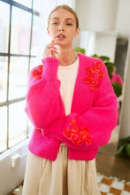 Load image into Gallery viewer, Davi & Dani Floral Applique Open Front Drop Shoulder Cardigan