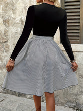 Load image into Gallery viewer, Tied Striped Round Neck Long Sleeve Dress