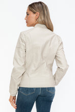 Load image into Gallery viewer, Snobbish Faux Leather Biker Jacket with Side Zip Pockets