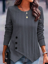 Load image into Gallery viewer, Decorative Button Round Neck Long Sleeve Top