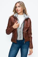 Load image into Gallery viewer, YMI Faux Layered Double-Zipper Jacket with Fuzzy Hood