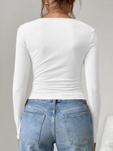 Load image into Gallery viewer, Devine Square Neck Half Snap Long Sleeve T-Shirt