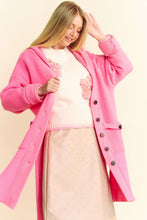 Load image into Gallery viewer, Davi & Dani Side Slit Button Up Hooded Cardigan