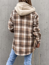 Load image into Gallery viewer, Plaid Button Up Jacket with Removable Hood