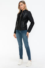 Load image into Gallery viewer, Snobbish Faux Leather Zip Up Mock Neck Jacket
