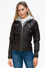 Load image into Gallery viewer, YMI Removable Faux Layered Multi-Pocket Jacket with Fuzzy Hood