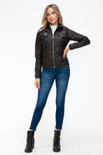 Load image into Gallery viewer, YMI Removable Faux Layered Multi-Pocket Jacket with Fuzzy Hood