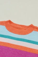 Load image into Gallery viewer, Striped Round Neck Drop Shoulder Sweater