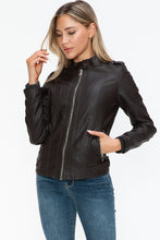 Load image into Gallery viewer, Snobbish PU Leather Biker Jacket with Side Zip Pockets