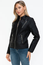 Load image into Gallery viewer, Snobbish Faux Leather Zip Up Mock Neck Jacket