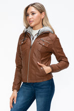 Load image into Gallery viewer, YMI Removable Faux Layered Multi-Pocket Jacket with Fuzzy Hood