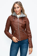 Load image into Gallery viewer, YMI Faux Layered Double-Zipper Jacket with Fuzzy Hood