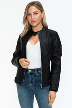 Load image into Gallery viewer, Snobbish Faux Leather Biker Jacket with Side Zip Pockets