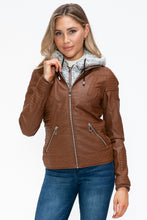 Load image into Gallery viewer, YMI Faux Layered Double-Zipper Jacket with Fuzzy Hood