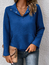 Load image into Gallery viewer, Perfee Half Buttoned Collared Neck Sweatshirt with Pocket
