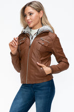 Load image into Gallery viewer, YMI Removable Faux Layered Multi-Pocket Jacket with Fuzzy Hood