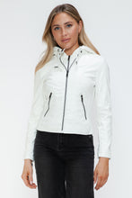 Load image into Gallery viewer, Snobbish Faux Leather Zip Up Drawstring Hooded Jacket